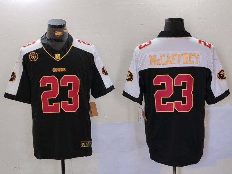 Men San Francisco 49ers #23 Mccaffrey Black Thanksgiving three generations 2024 Nike Vapor Limited NFL Jersey style 1->san francisco 49ers->NFL Jersey